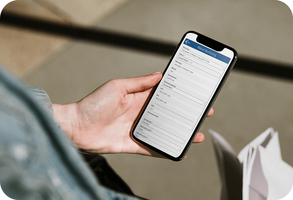 Startseite mockup vysoft fms mobil neue buchung